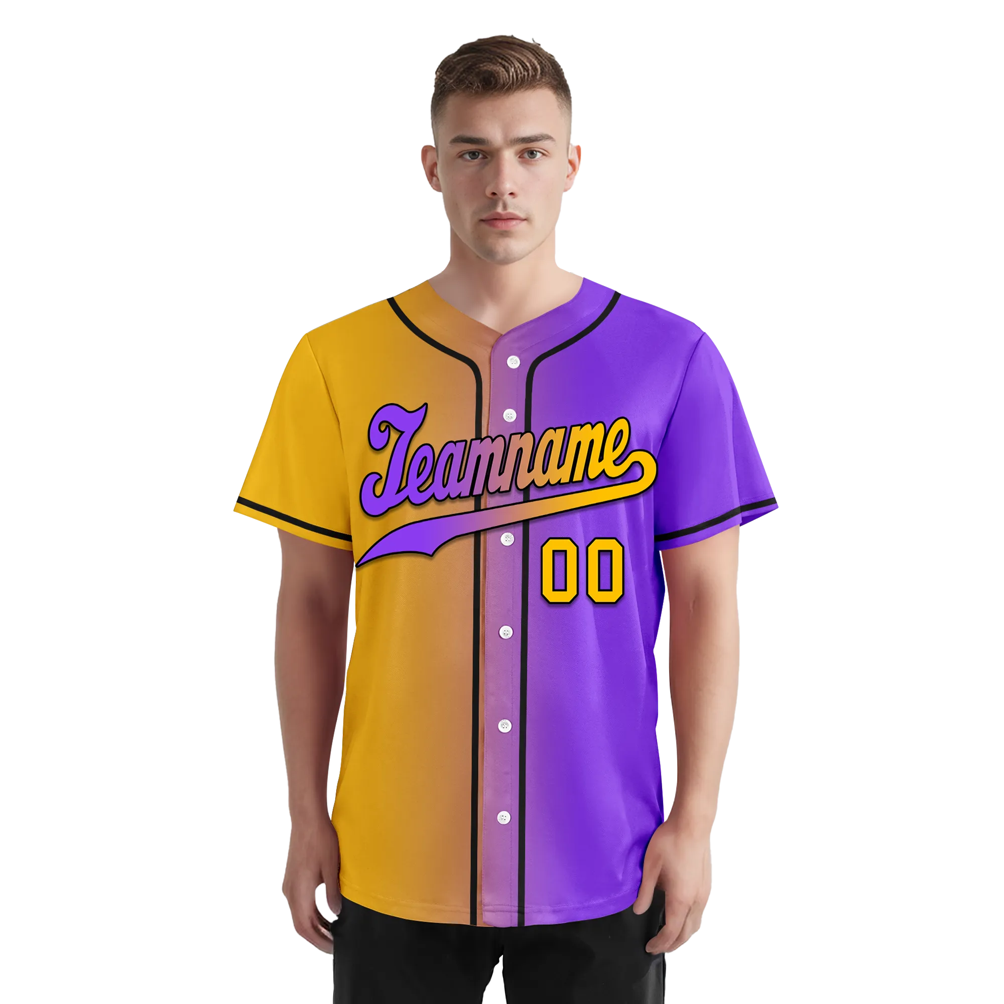 Custom Yellow Pink Gradient Fashion Personalized Authentic Baseball Jersey BSBJ01-D0a7a0a