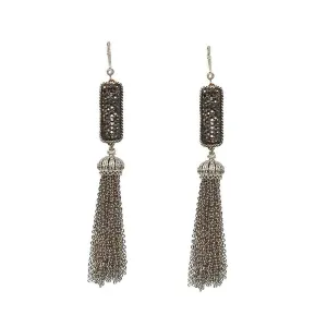 Cz Crown Tassel Earrings