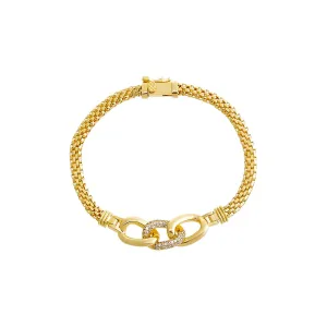 CZ Pave Accented Link Chain Bracelet