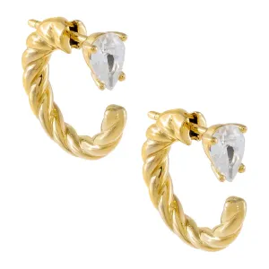 CZ Teardrop Rope Hoop Earring