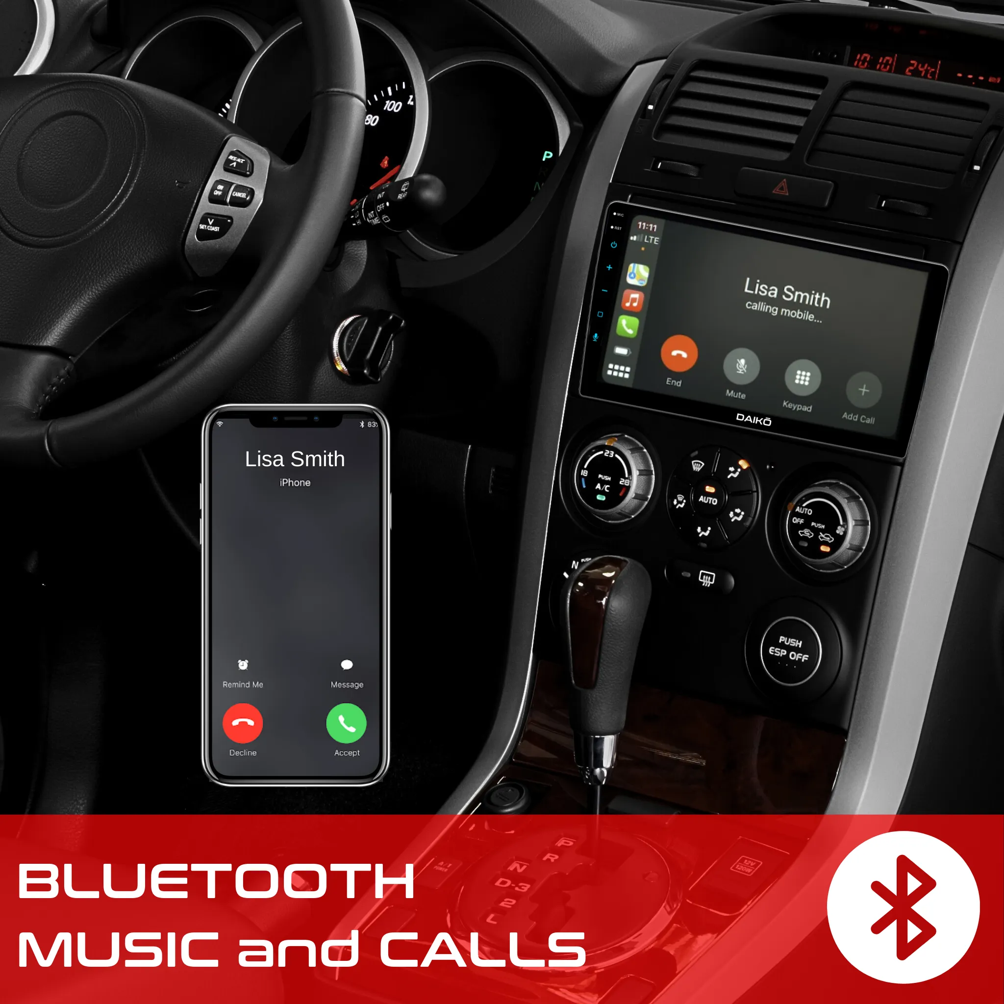 Daiko Car Stereo Wireless Carplay Android Auto For 2017 Mitsubishi Pajero Sport