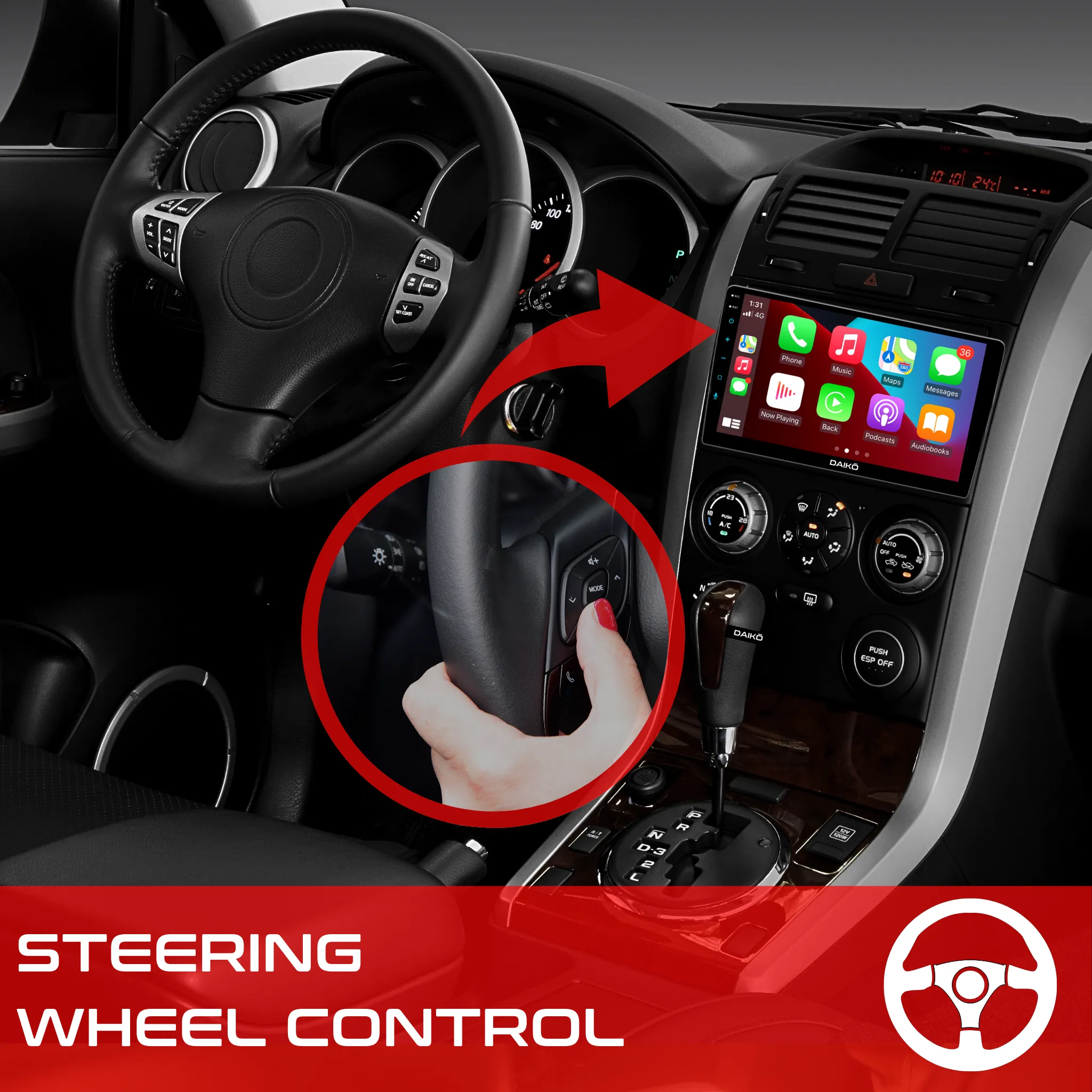 Daiko Car Stereo Wireless Carplay Android Auto For 2017 Mitsubishi Pajero Sport