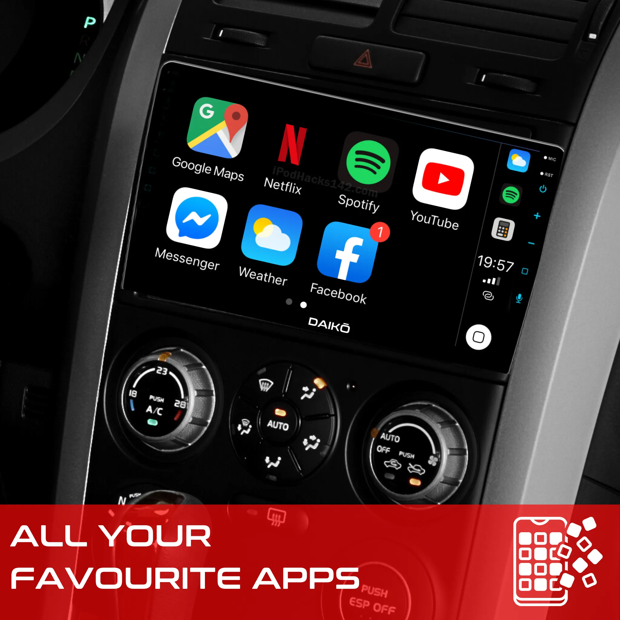 Daiko Car Stereo Wireless Carplay Android Auto For 2017 Mitsubishi Pajero Sport