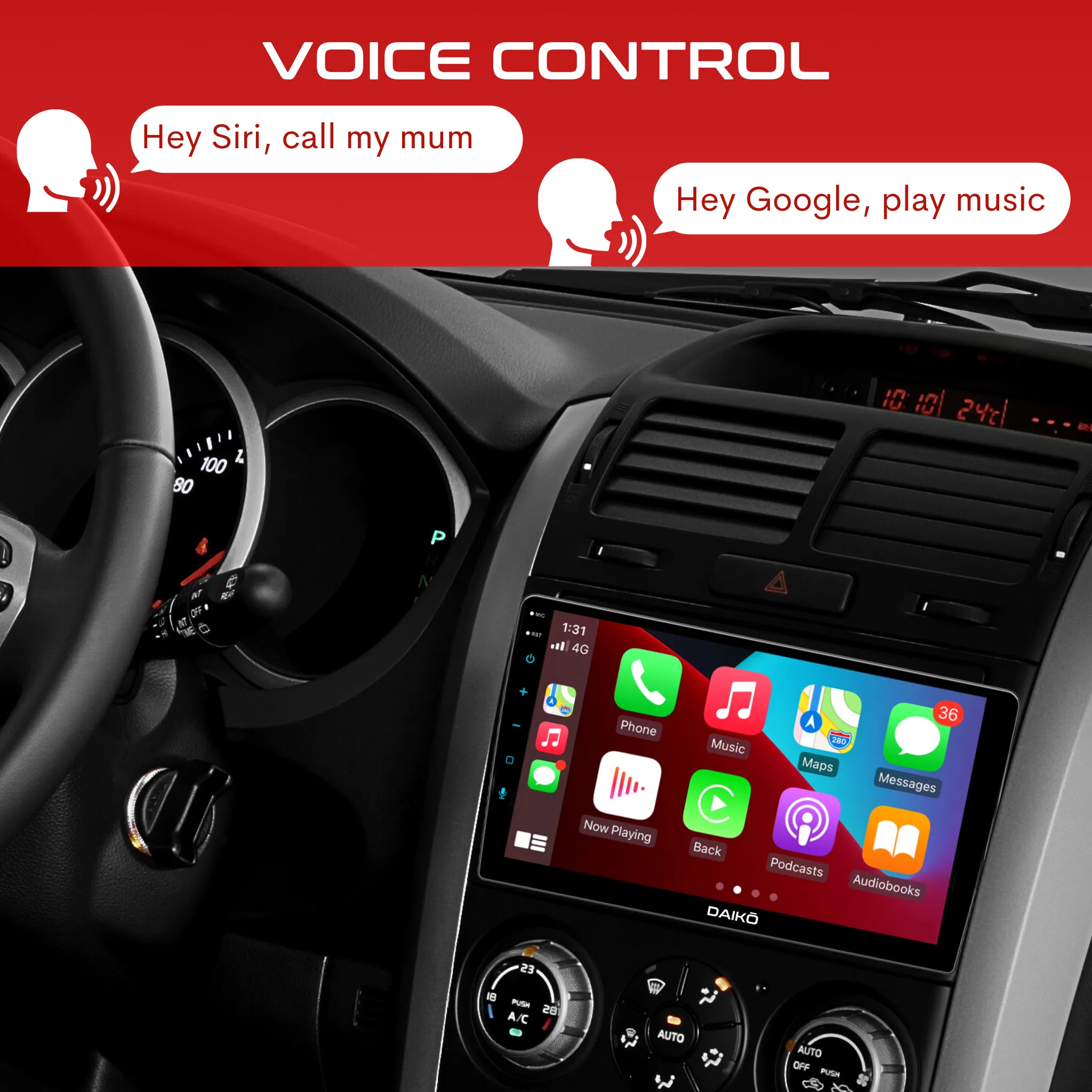 Daiko Car Stereo Wireless Carplay Android Auto For 2017 Mitsubishi Pajero Sport