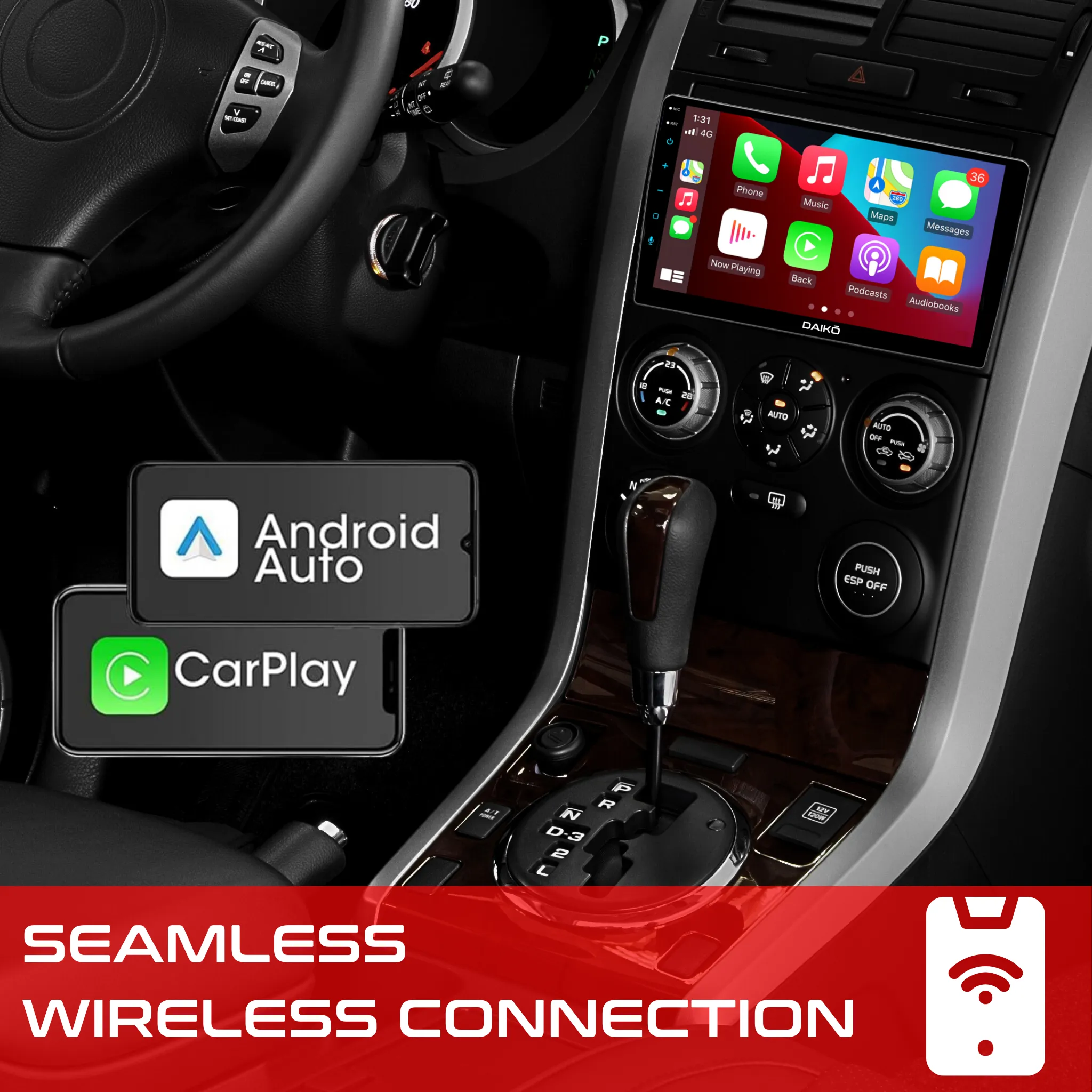 Daiko Car Stereo Wireless Carplay Android Auto For 2017 Mitsubishi Pajero Sport