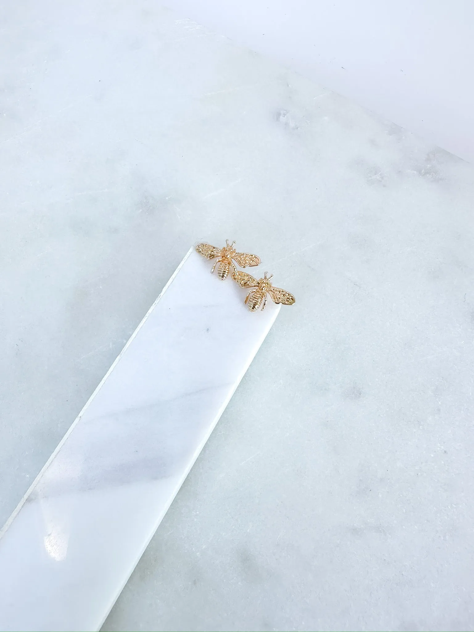 Dainty Brass Bee Stud Earrings