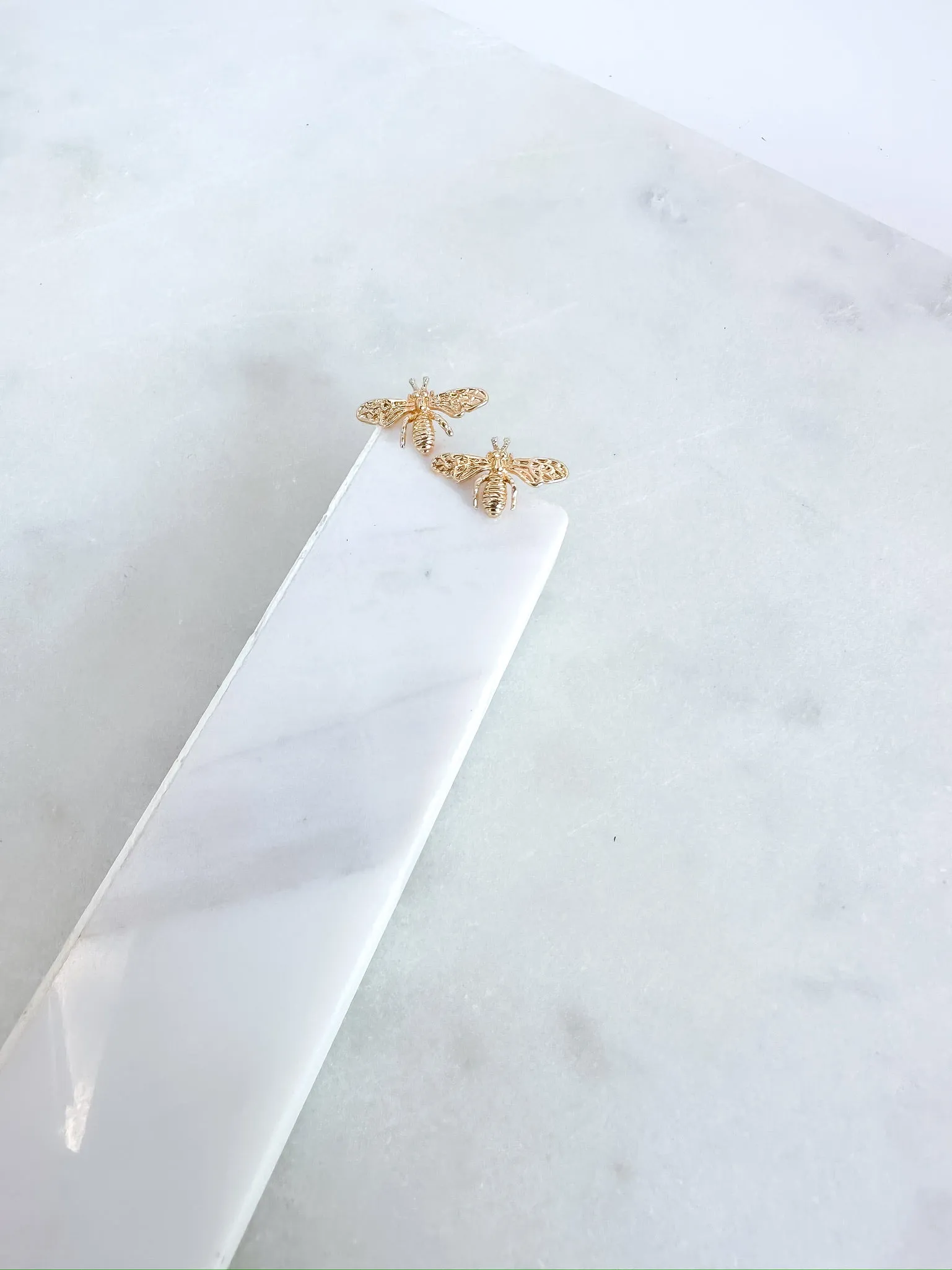 Dainty Brass Bee Stud Earrings