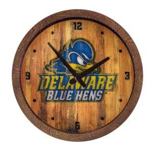 Delaware Blue Hens: Logo - Weathered "Faux" Barrel Top Wall Clock