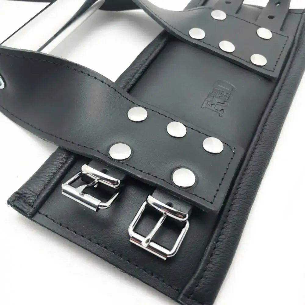 Deluxe Black Bondage Leather Suspension Handcuffs with Buckles