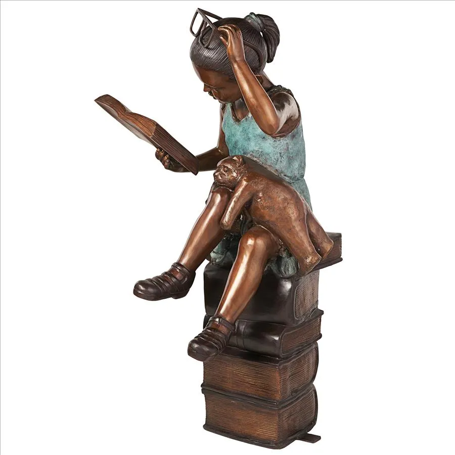 Design Toscano- Book Loving Betty Reading Girl Bronze Garden Statue
