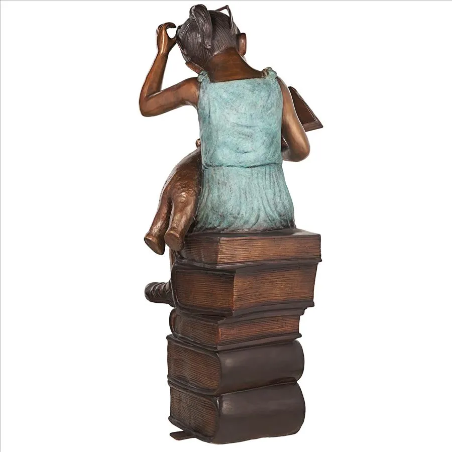 Design Toscano- Book Loving Betty Reading Girl Bronze Garden Statue