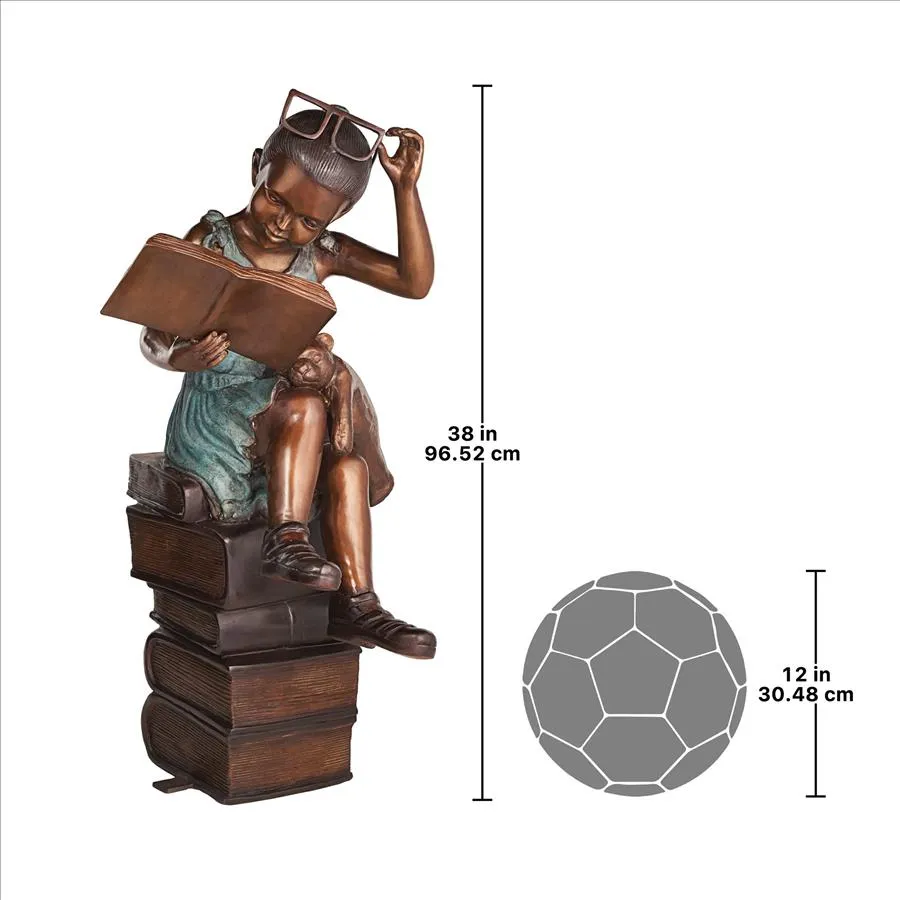 Design Toscano- Book Loving Betty Reading Girl Bronze Garden Statue