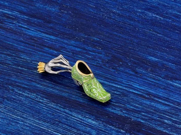 Designer Enamel Silver 22K Gilded Surreal Russian Artist Mihail Chemiakin Shoe Pendant