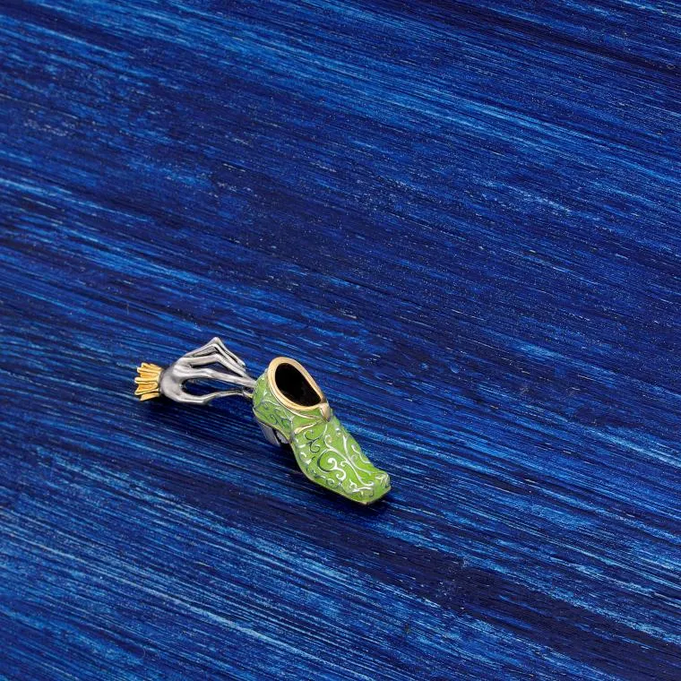 Designer Enamel Silver 22K Gilded Surreal Russian Artist Mihail Chemiakin Shoe Pendant