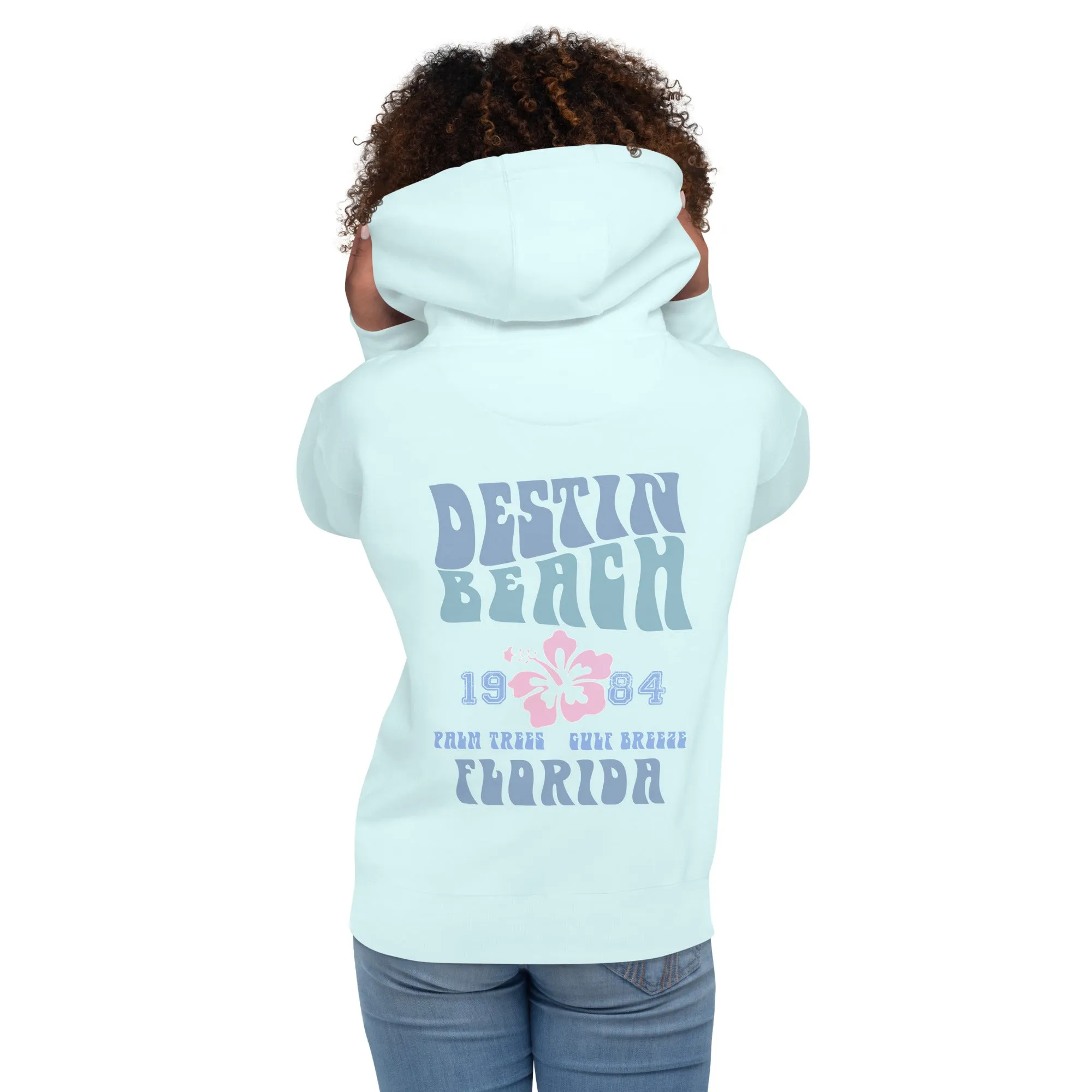 Destin Beach Hibiscus Hoodie Vintage Style Retro Unisex Oversized
