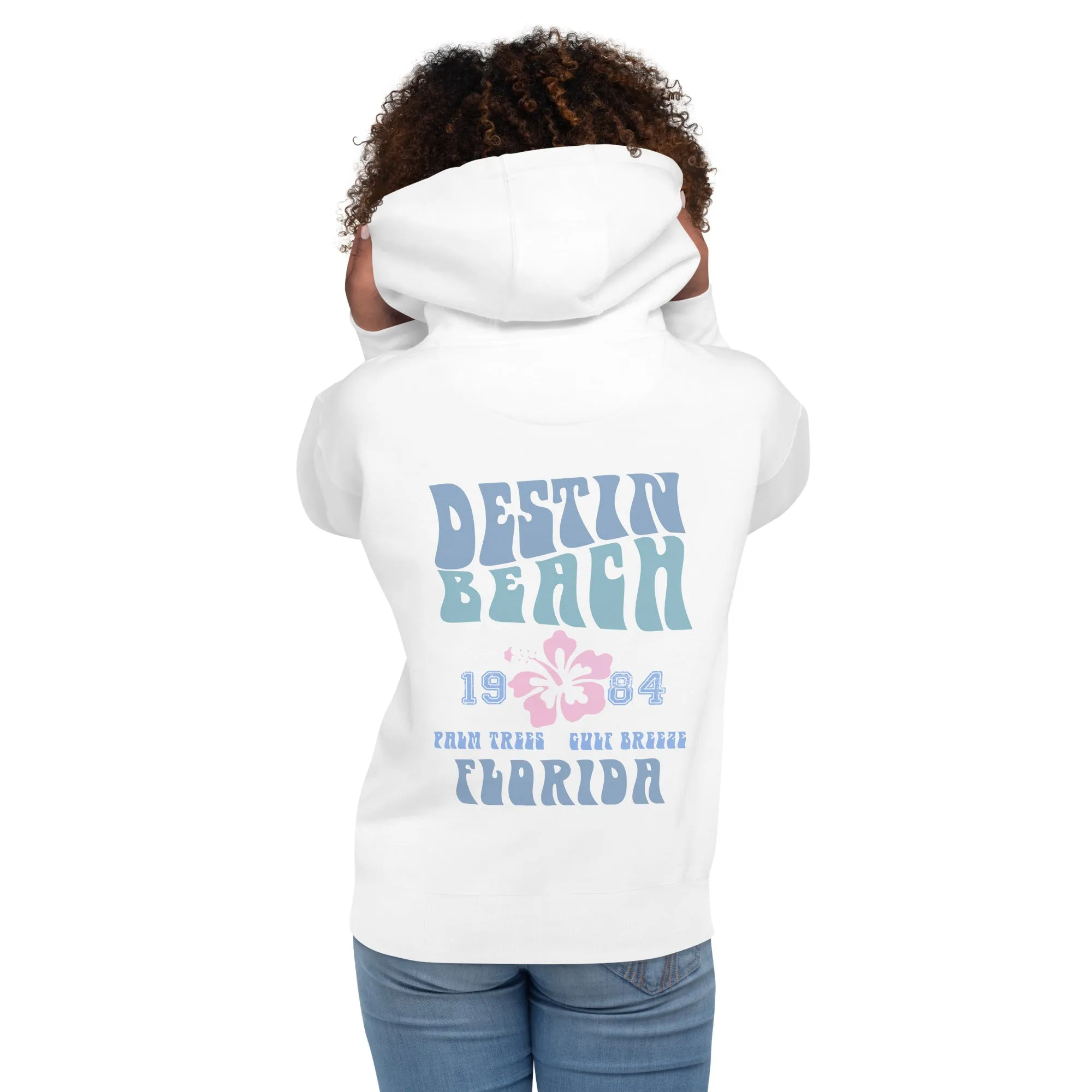 Destin Beach Hibiscus Hoodie Vintage Style Retro Unisex Oversized