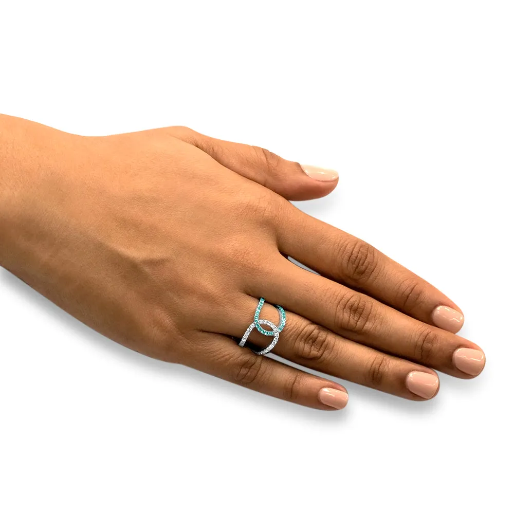 Destiny with a Twist - 18K White Gold Natural Paraiba Tourmaline Ring