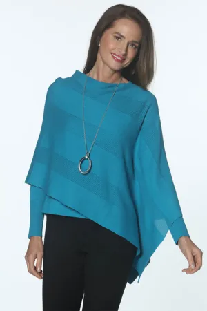 Detailed Knit Poncho in Peacock