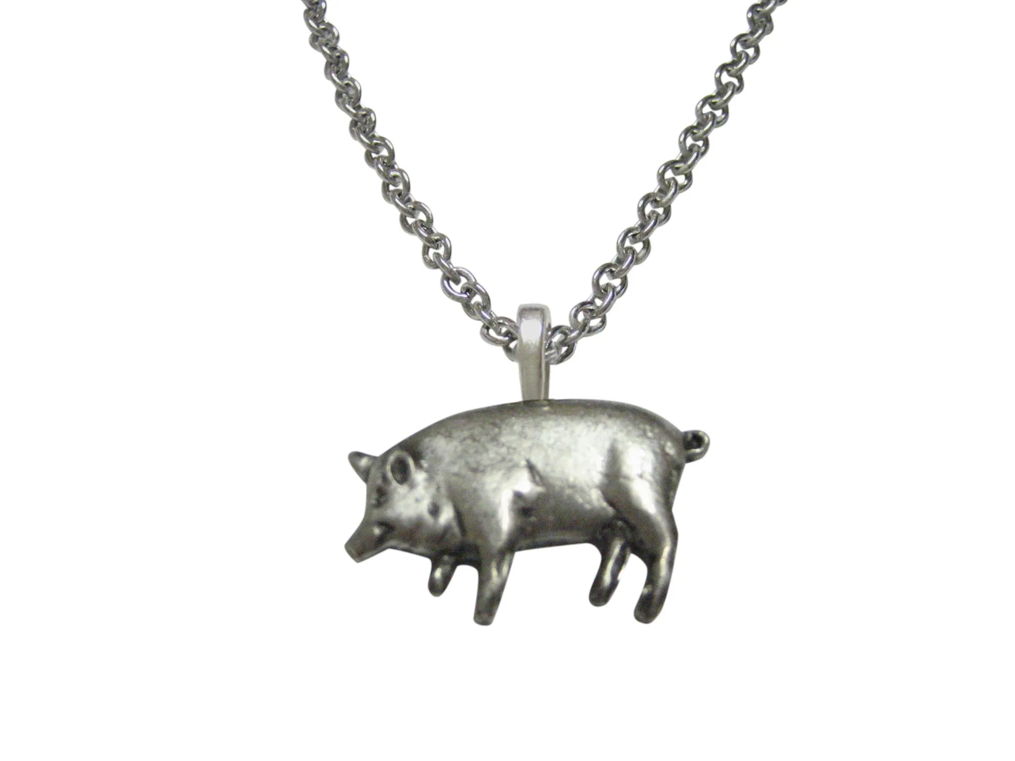 Detailed Pig Pendant Necklace