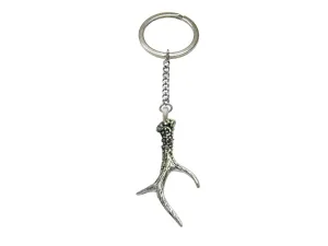 Detailed Single Deer Antler Pendant Keychain