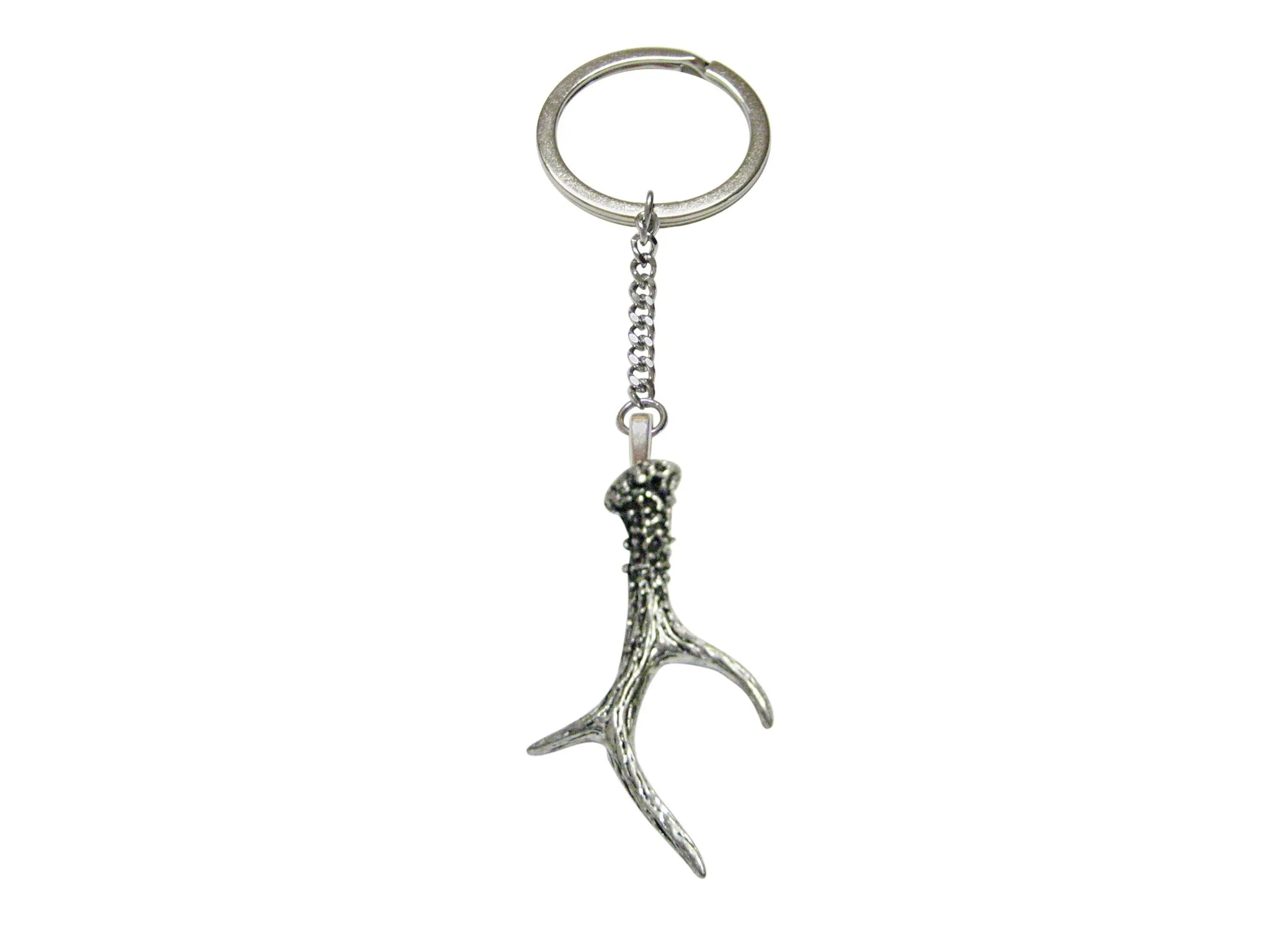 Detailed Single Deer Antler Pendant Keychain