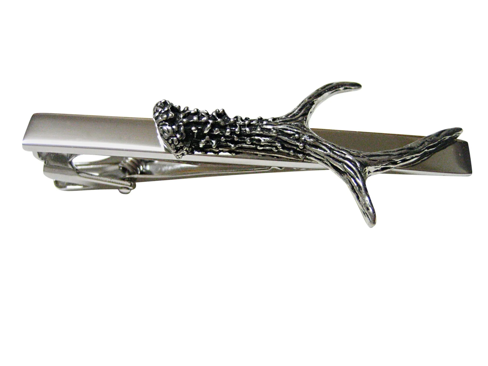Detailed Single Deer Antler Square Tie Clip