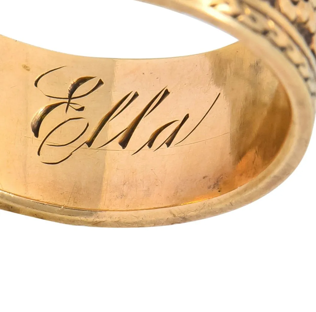 Detailed Victorian 14 Karat Gold Grapevine Band Ring Circa 1860