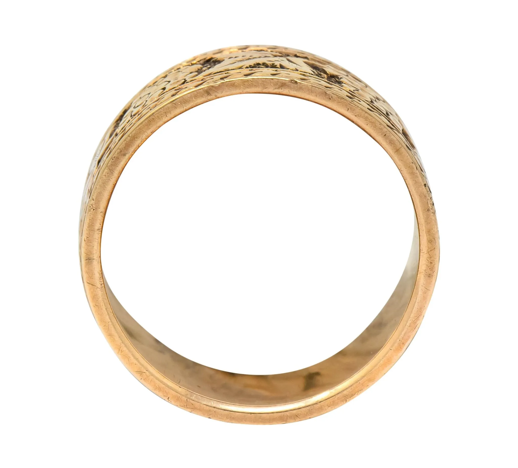 Detailed Victorian 14 Karat Gold Grapevine Band Ring Circa 1860