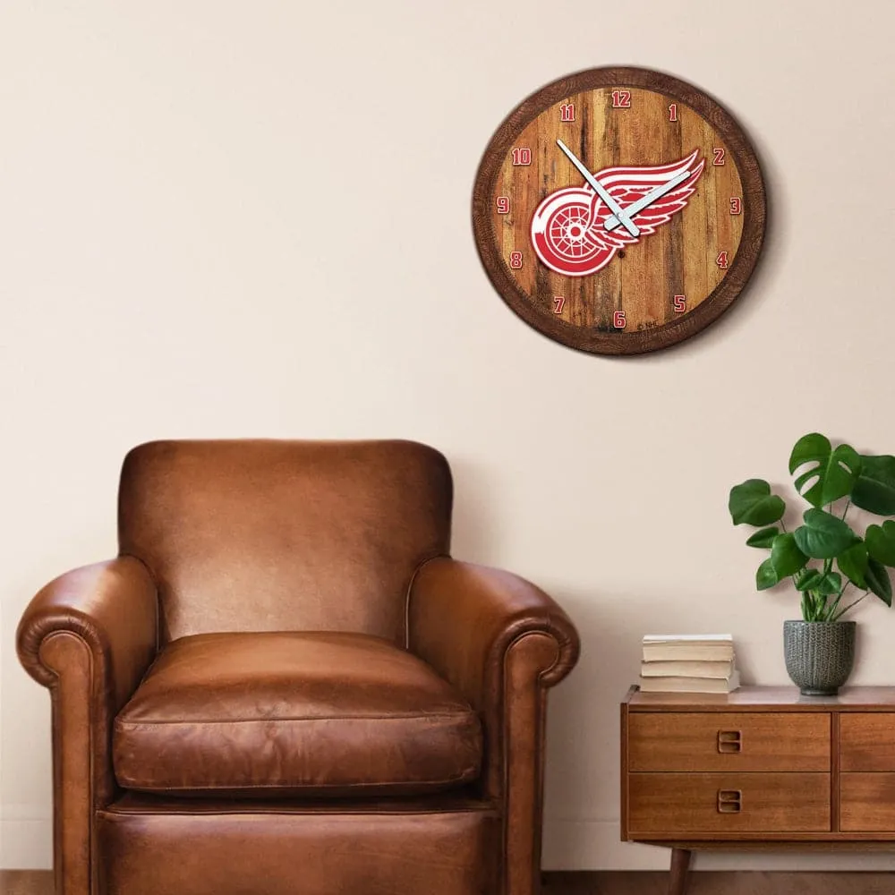 Detroit Red Wings: "Faux" Barrel Top Wall Clock