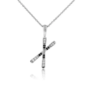 Diamond & Black Diamond Small Size Crossed Ski Pendant