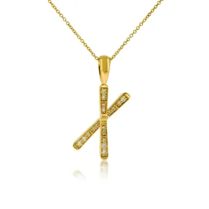 Diamond Medium Size Crossed Ski Pendant