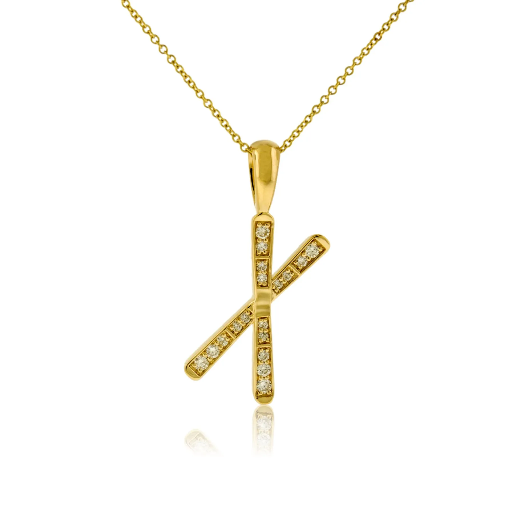 Diamond Medium Size Crossed Ski Pendant