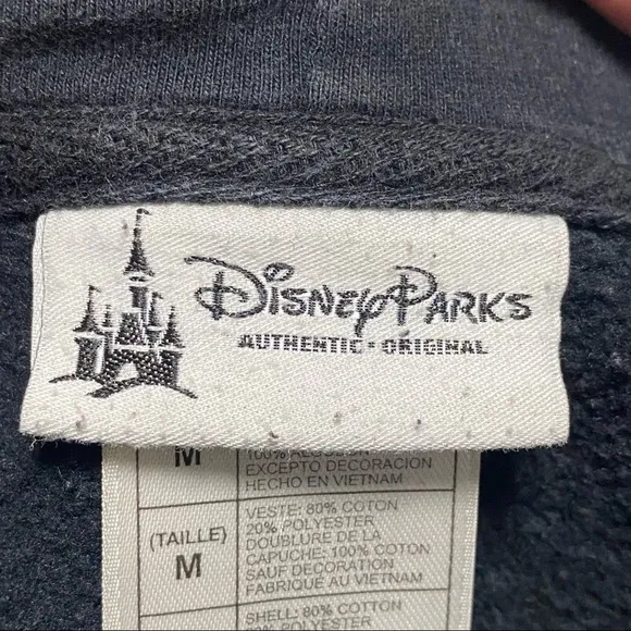 Disney Parks Mickey Mouse Rose Tattoo Zip Hoodie Black Size Medium
