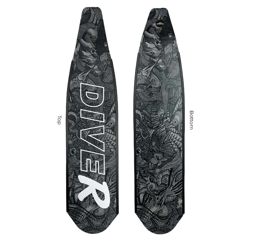 DiveR Carbon B&W Reef Life Fin Blades