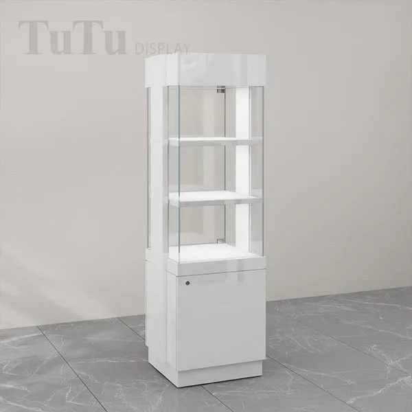 DM144 Jewelry Retail Glass Tower Dispaly Cabinet Lighted