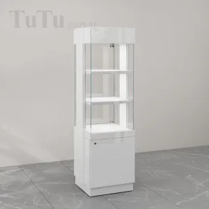 DM144 Jewelry Retail Glass Tower Dispaly Cabinet Lighted