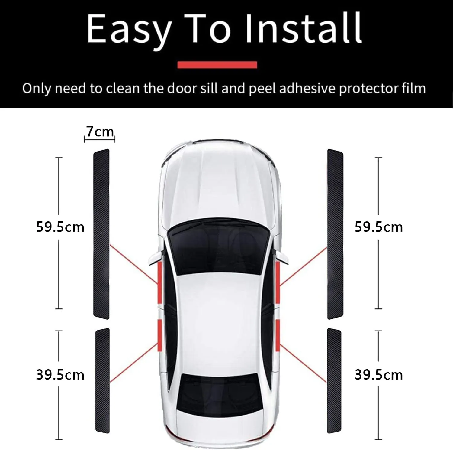 Door Sill Plate Protectors Compatible with Car Accessory, Carbon Fiber Car Door Entry Guards Sill Scuff Cover Panel Step Protector, Welcome Pedal Protector Cover, 4pcs/Set