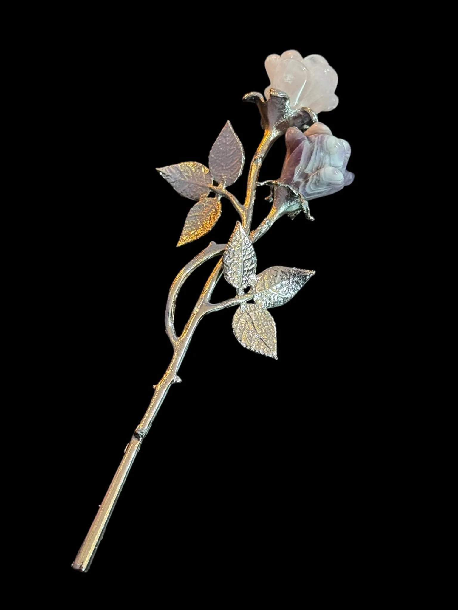 Double Crystal Long Stem Rose, Double Crystal Flower, Double Gemstone Rose, Double Gemstone Flower