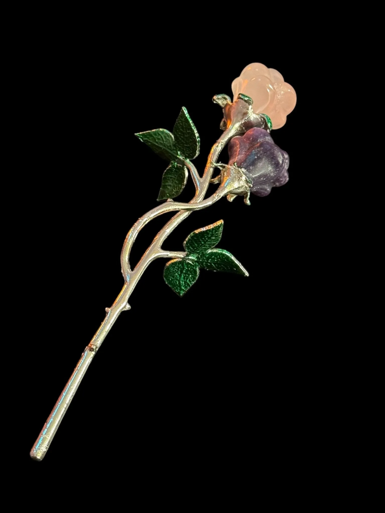 Double Crystal Long Stem Rose, Double Crystal Flower, Double Gemstone Rose, Double Gemstone Flower