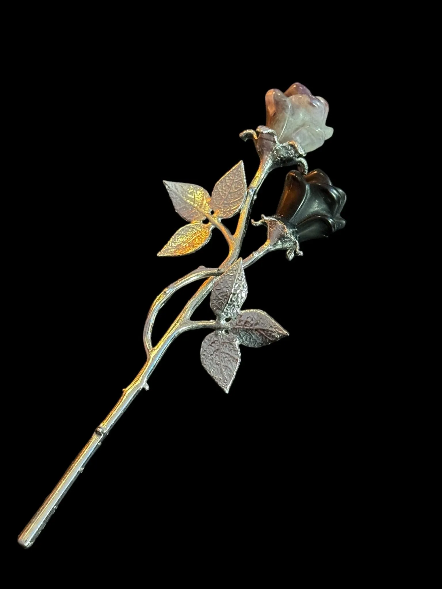 Double Crystal Long Stem Rose, Double Crystal Flower, Double Gemstone Rose, Double Gemstone Flower
