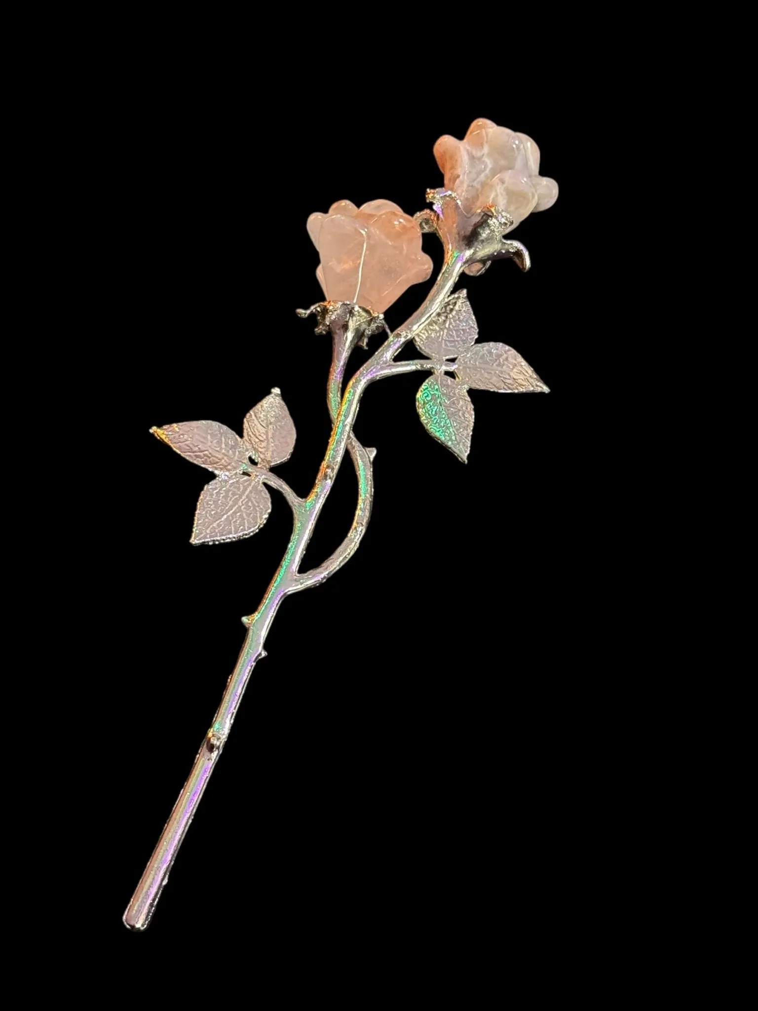 Double Crystal Long Stem Rose, Double Crystal Flower, Double Gemstone Rose, Double Gemstone Flower