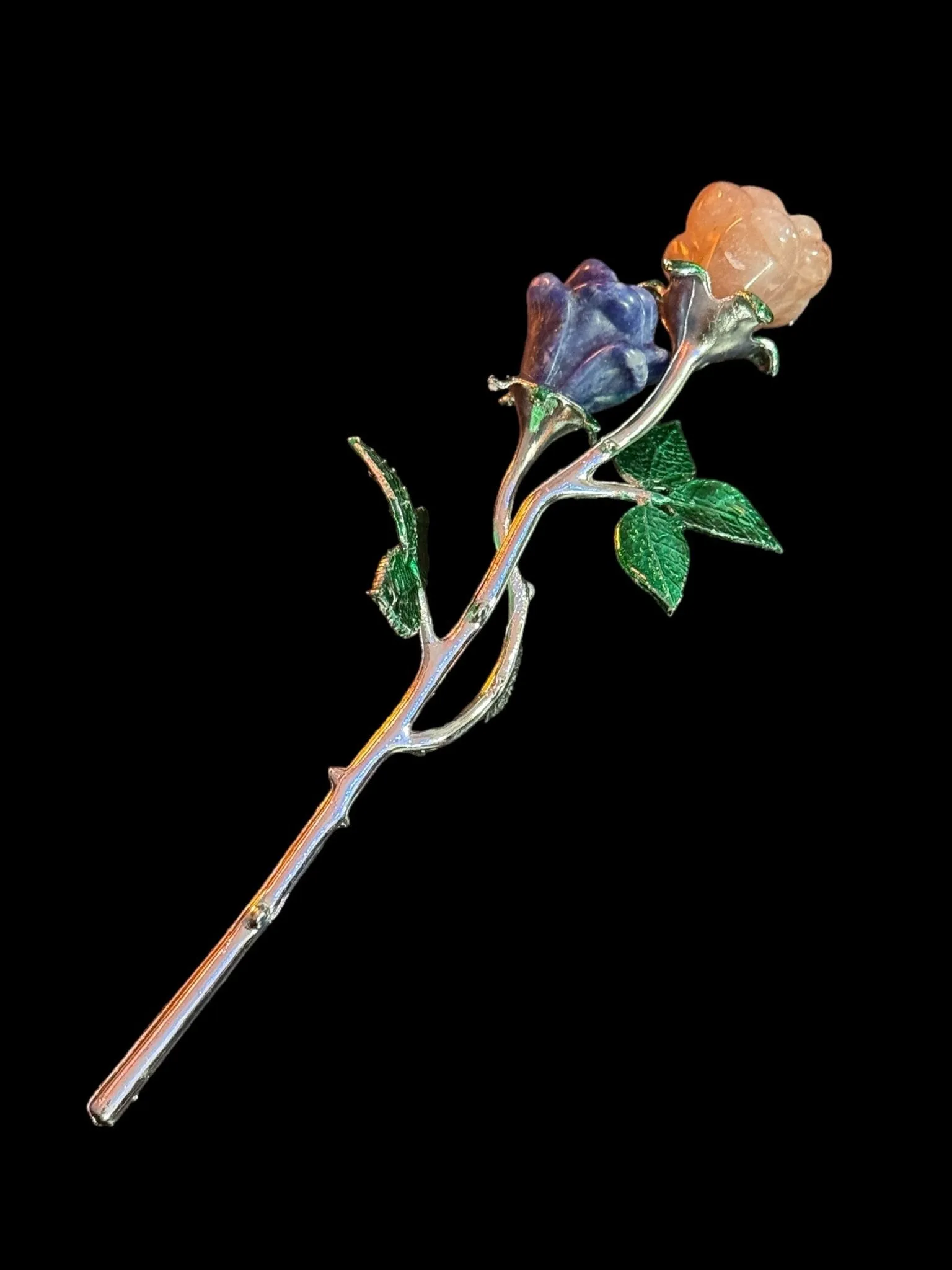Double Crystal Long Stem Rose, Double Crystal Flower, Double Gemstone Rose, Double Gemstone Flower