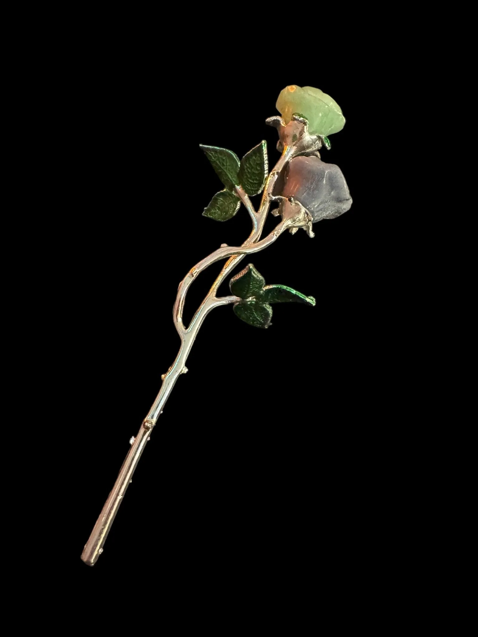 Double Crystal Long Stem Rose, Double Crystal Flower, Double Gemstone Rose, Double Gemstone Flower