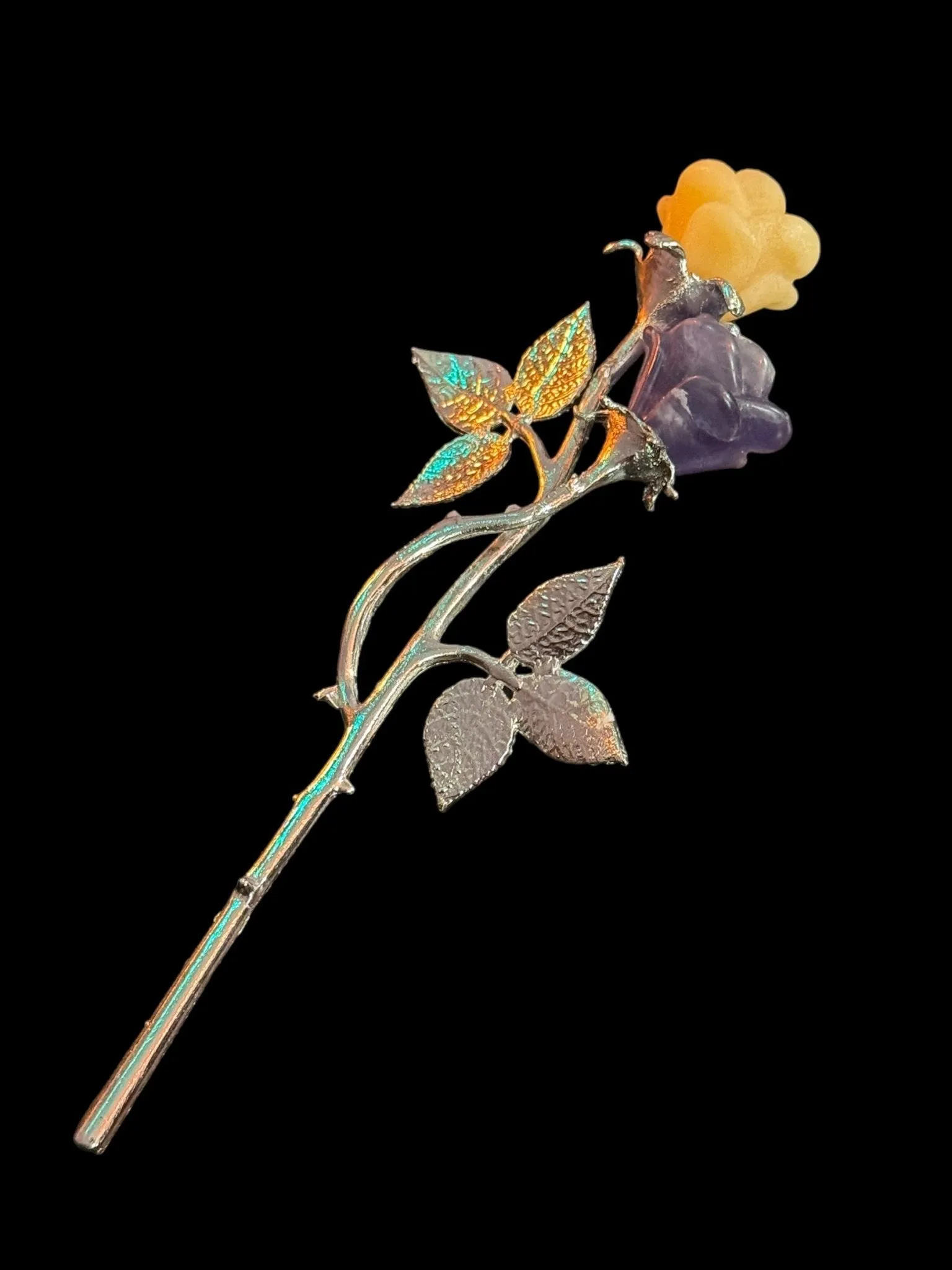 Double Crystal Long Stem Rose, Double Crystal Flower, Double Gemstone Rose, Double Gemstone Flower