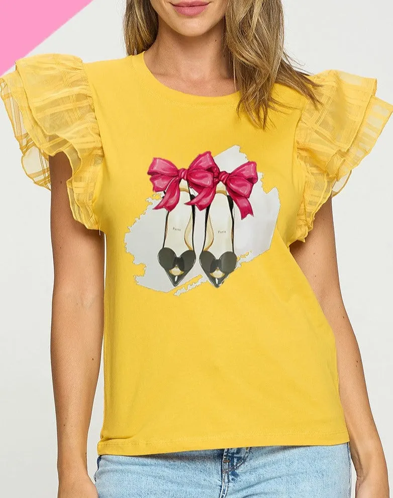 Double Detailed Sleeve Graphic Top