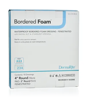 Dressing Foam Adhesive Sterile Fenestrated 4” Diameter Round by Dermarite