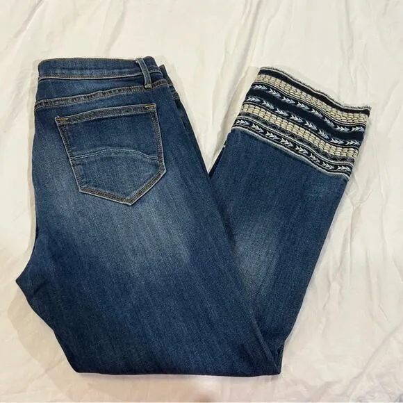 Driftwood Colette Straight Crop with Aztec Embroidered Cuff Med Wash 30 x 26