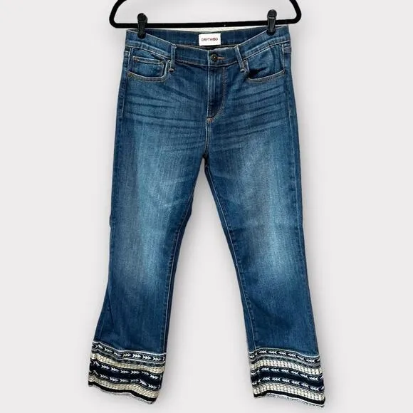 Driftwood Colette Straight Crop with Aztec Embroidered Cuff Med Wash 30 x 26