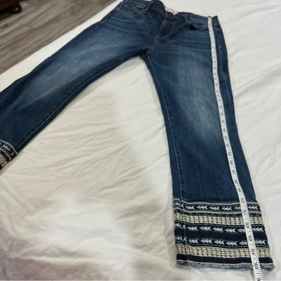 Driftwood Colette Straight Crop with Aztec Embroidered Cuff Med Wash 30 x 26