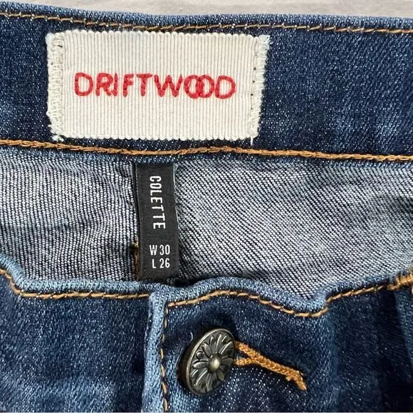 Driftwood Colette Straight Crop with Aztec Embroidered Cuff Med Wash 30 x 26